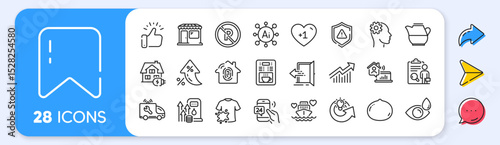 Coffee maker, Demand curve and Macadamia nut line icons. Interest rate, AI generate, Inflation icons. Pack of Honeymoon cruise, Share idea, No parking icon. Vector