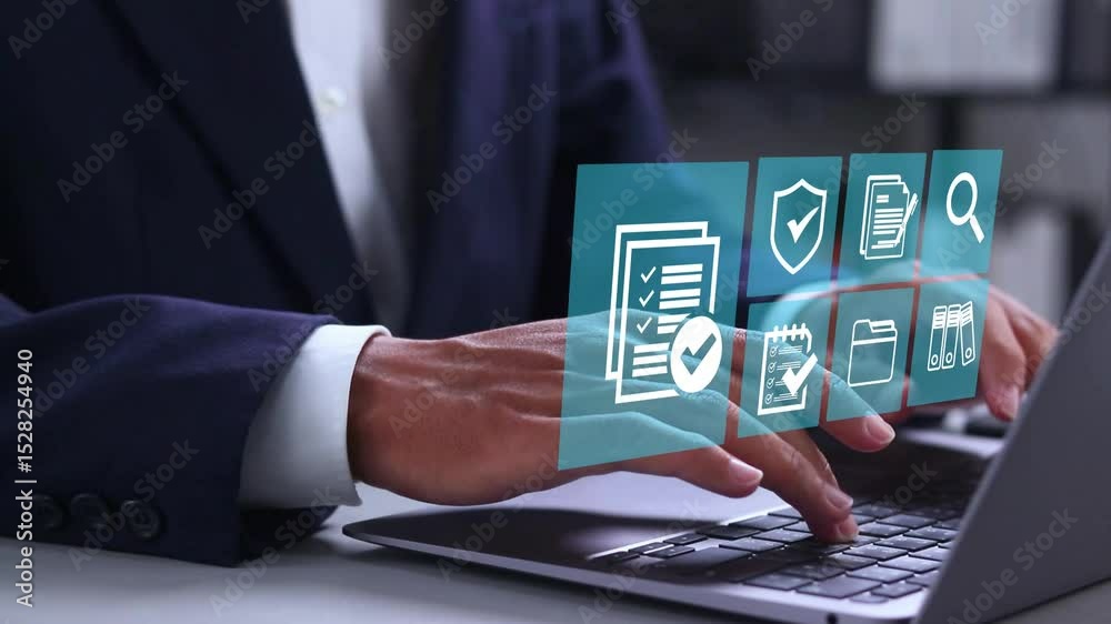 Audit business concept, Compliance with internal organization financial services regulation, financial examination for business and financial management system. 