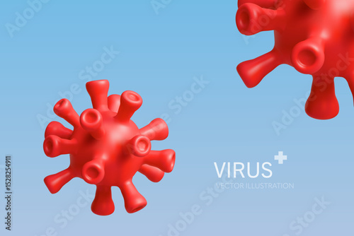 3D rendering of a Virus on a blue background.