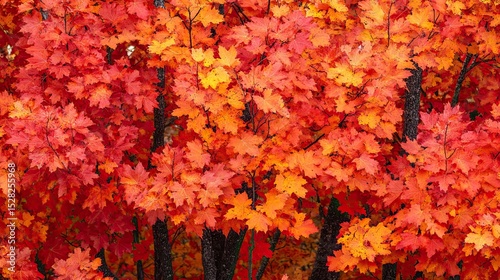 Autumn Trees with Leaves in Shades of Red 
