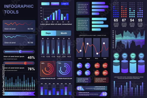 Information data chart vector illustrations, design materials for visualization platforms, INFOGRAPHIC TOOLS