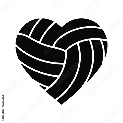 Heart shape with volleyball panel outlines on white background