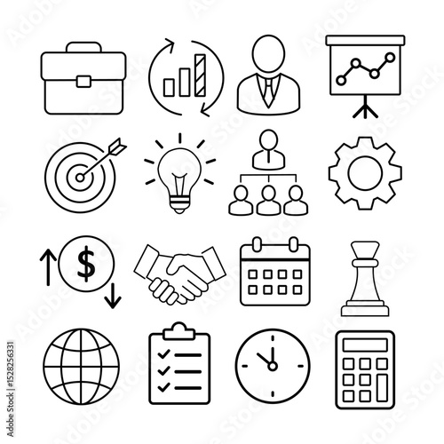 Icon set Business and management line