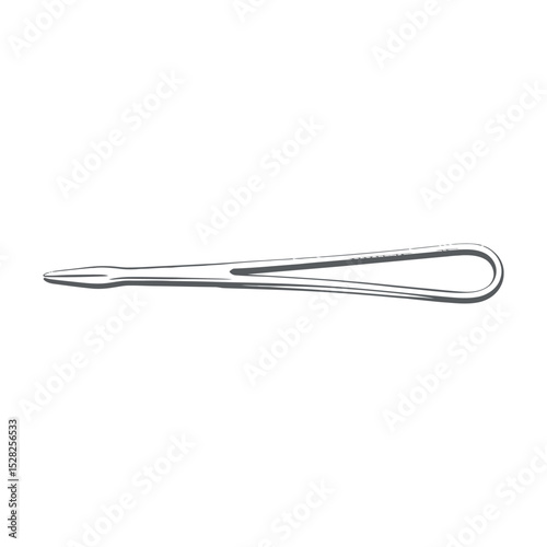 Silhouette of a thin elongated medical instrument on white background