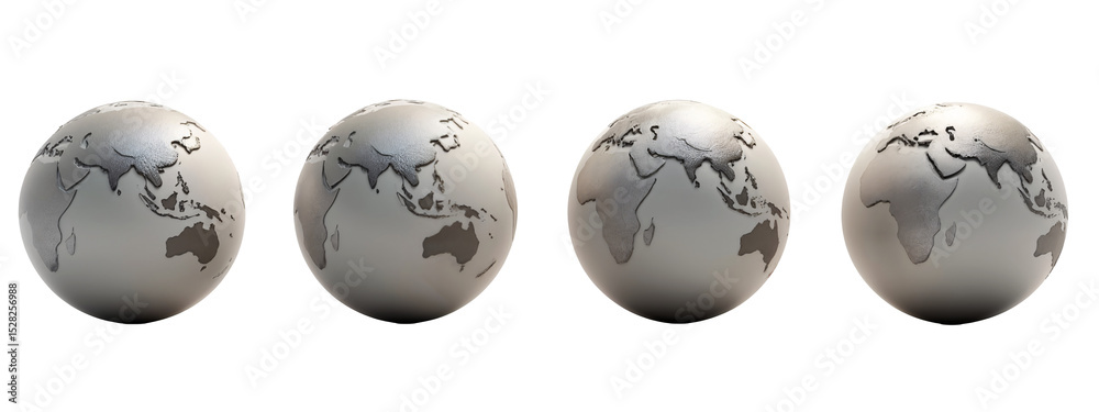 Obraz premium A set of three 3D renderings of a globe.