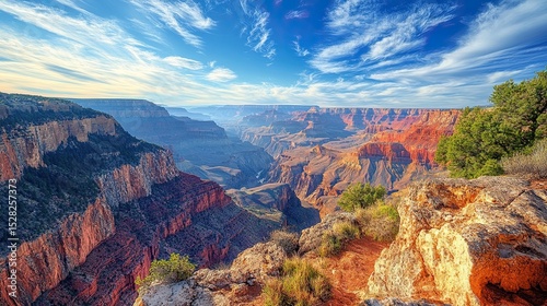 Beautiful Canyon Landscape with Red Rocks and Blue Skies 