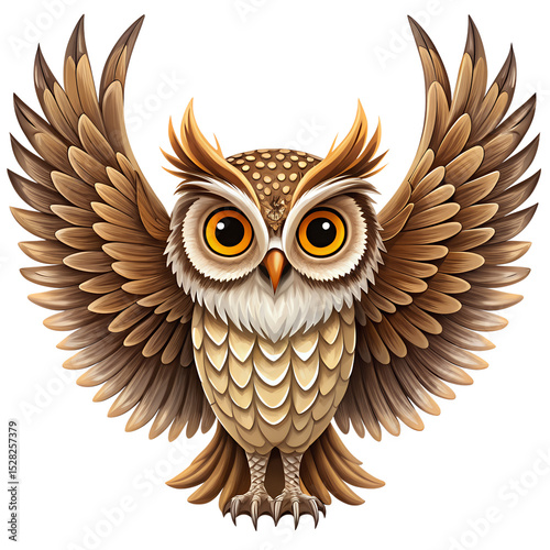 owl wing spread vector isolated on transparent background