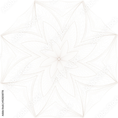 Guilloche Pattern Design with Abstract Radiating Lines and Floral Center – Vector Security Background

