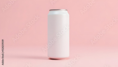 Sleek white aluminum can mockup on a soft pink background. Ideal for beverages, energy drinks, or food products. Modern, minimalist, and ready for branding.

