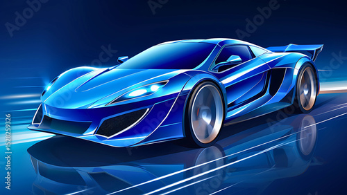 Modern Sports Car Vector – Sleek, Aerodynamic Racing Illustration with Studio Lighting