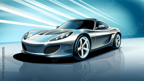 Modern Sports Car Vector – Sleek, Aerodynamic Racing Illustration with Studio Lighting