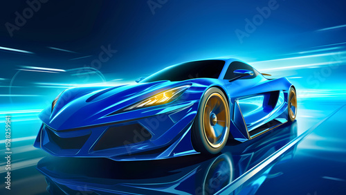 Modern Sports Car Vector – Sleek, Aerodynamic Racing Illustration with Studio Lighting
