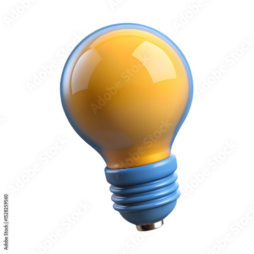 Illuminating Innovation A vibrant yellow lightbulb with a sleek blue base, symbolizing brilliant ideas and creative solutions. A bold design. photo
