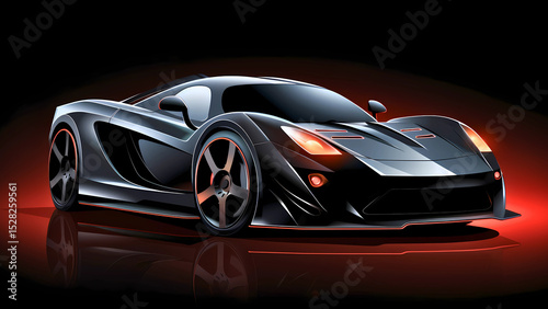 Modern Sports Car Vector – Sleek, Aerodynamic Racing Illustration with Studio Lighting