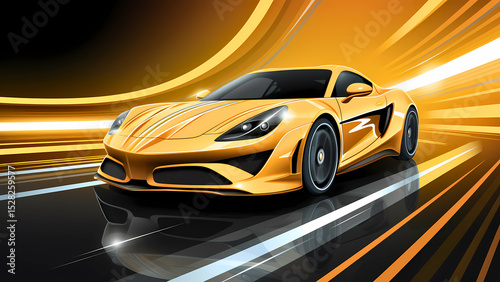 Modern Sports Car Vector – Sleek, Aerodynamic Racing Illustration with Studio Lighting