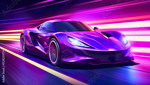 Modern Sports Car Vector – Sleek, Aerodynamic Racing Illustration with Studio Lighting