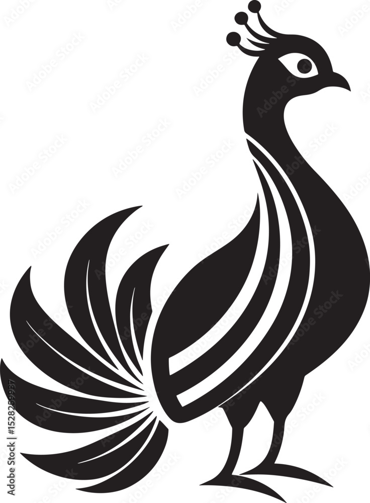 Obraz premium Stylized peacock silhouette isolated on white background