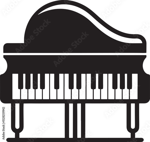 Grand piano silhouette isolated on white background