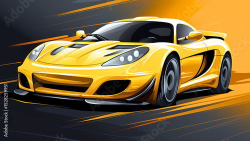 Modern Sports Car Vector – Sleek, Aerodynamic Racing Illustration with Studio Lighting