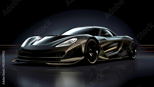 Modern Sports Car Vector – Sleek, Aerodynamic Racing Illustration with Studio Lighting