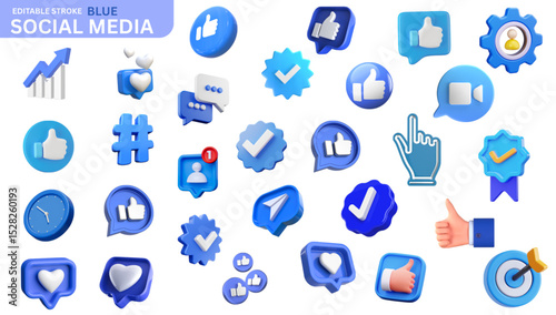 Social Media Icon Set – SEO, Marketing, Reactions & Notification Vector, 3d digital marketing seo sales social media icon design collection