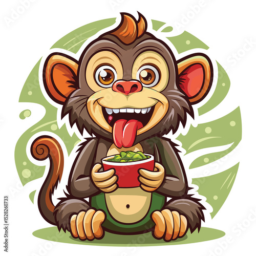 funny eating monkey design on white background
