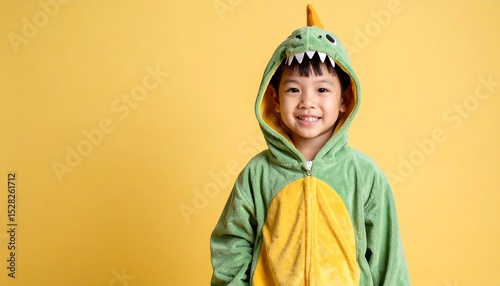 Fototapeta Naklejka Na Ścianę i Meble -  Happy child in dinosaur costume.