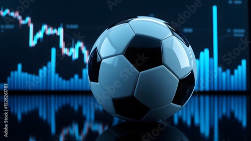 Financial Markets And Soccer AStunning Visual Of ASoccer Ball Against ABackdrop Of Dynamic Blue Financial Charts Illustrating The Interplay Between Sports And Finance