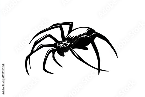 Bold black and white spider graphic design.