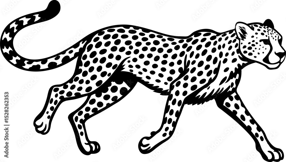 custom made wallpaper toronto digitalA cheetah sprinting, isolated on a white background. leopard vector illustration