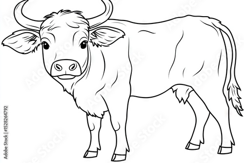 Line drawing of a young ox.