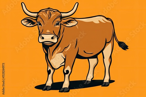 Detailed illustration of a brown cow.