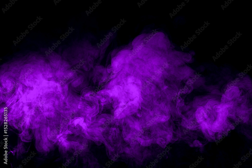 Obraz premium Horizontal Banner with Purple Fog on Black Background