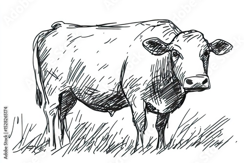 Hand drawn illustration of a cow.