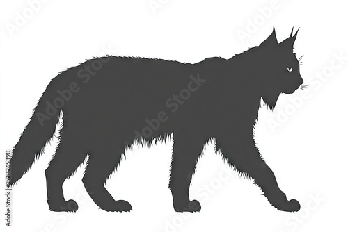 Silhouette of a wildcat in profile view.