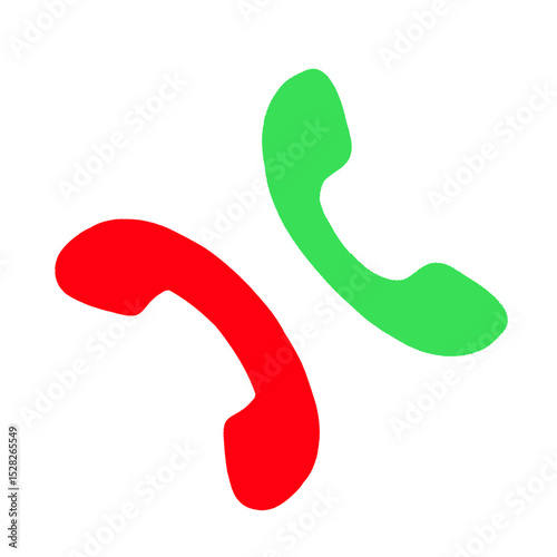 two green and red phone icons without background