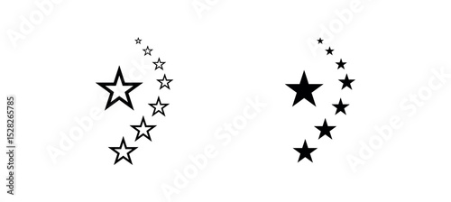 Shooting star icon. falling star symbol. srat trail sign. star icon png and vector illustration on transparent background