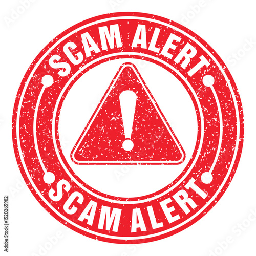 Scam alert grunge warning stamp vector template