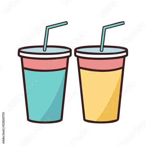 Vector Paper Cup set for Soft Drinks
