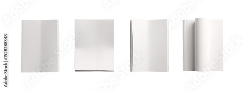 A set of four blank white paper sheets