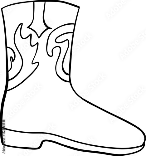 Cowboy boot outline western footwear leather boot decorative stitching western style footwear design boot silhouette cowboy equipment outline