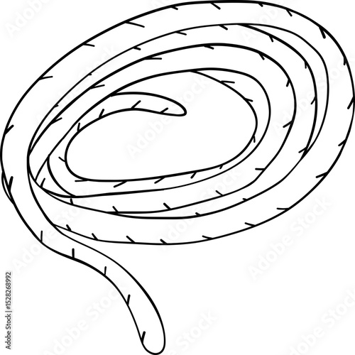 Coiled rope outline with detailed texture, perfect for cowboy equipment or outdoor adventure designs