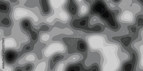Abstract gradient topography background with grayscale contours representing landform elevation and depth variations for creative design concepts