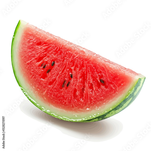 2D flat vector illustration of Watermelon Slice, isolated on a white background.