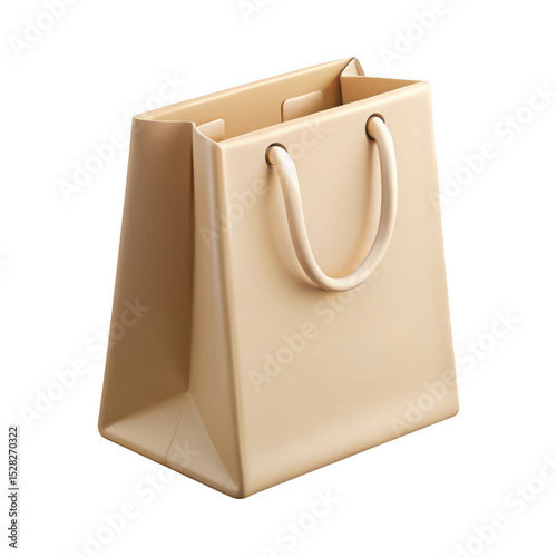 Beige shopping bag mockup isolated on transparent background