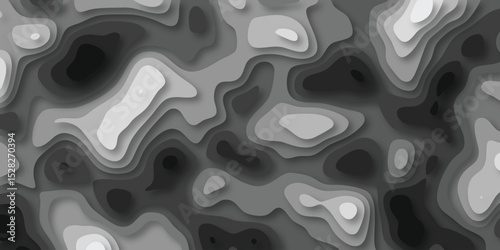 Abstract paper cutout design in shades of gray illustrating a topographic concept for creative backgrounds and modern graphic projects
