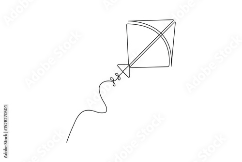 Minimalist Kite Continuous One Line Art Illustration