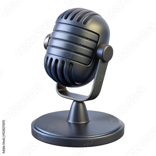 Retro metal microphone icon isolated on transparent background