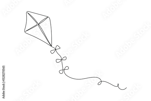 Minimalist Kite Continuous One Line Art Illustration