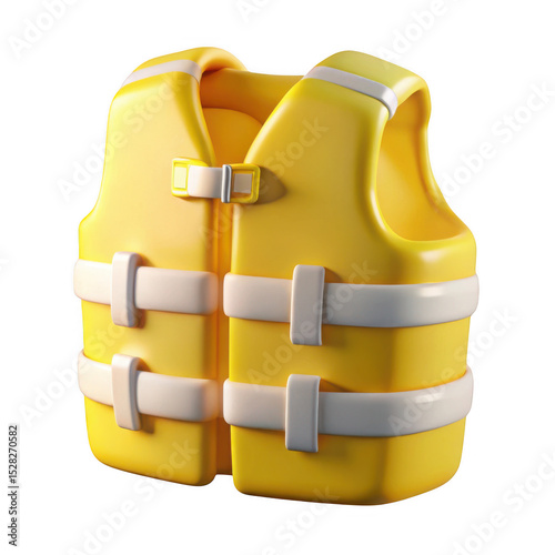 Yellow life vest cartoon 3d model isolated on transparent background